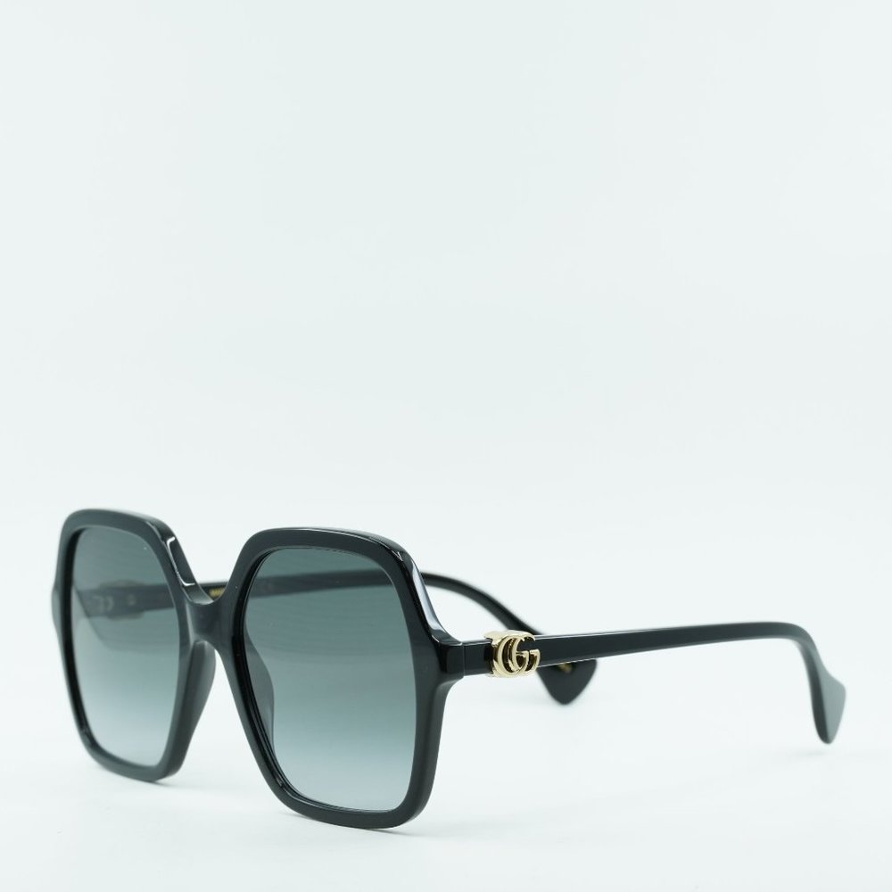 💯 NEW GUCCI GG1072SA 001 SHINY BLACK GREY GRADIENT SQUARE SUNGLASSES - Picture 2 of 11
